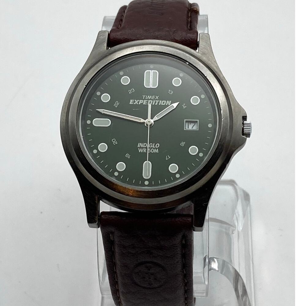 Timex Expedition Indiglo Mens Watch 38mm - New Battery WR 50m Adjustable Leather